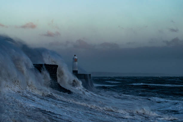 istock Storm Freya lashes Porthcawl lighthouse 1133678604