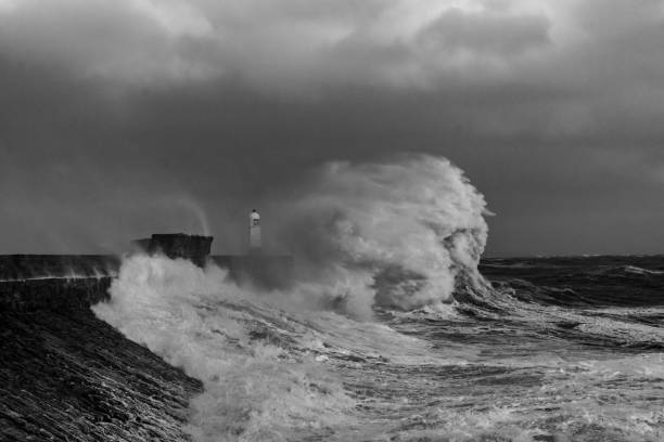 istock Storm Freya lashes Porthcawl lighthouse 1133678756