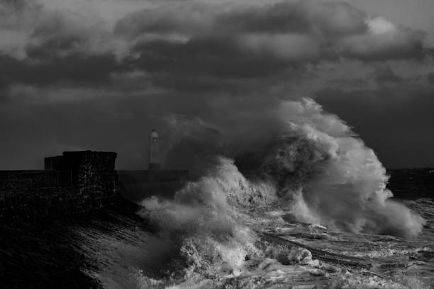 istock Storm Freya lashes Porthcawl lighthouse 1133678843