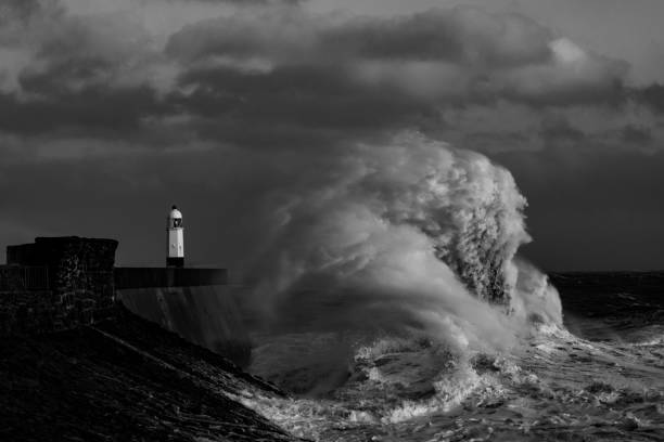 istock Storm Freya lashes Porthcawl lighthouse 1133678847