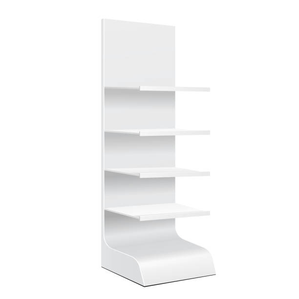 istock White POS POI Cardboard Blank Empty Displays With Shelves Products On White Background Isolated. Ready For Your Design. Product Packing. Vector EPS10 1133679887