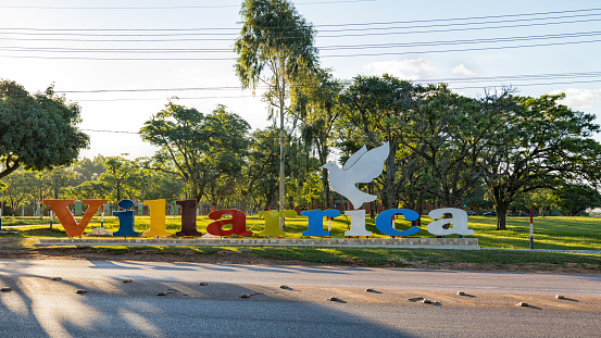 Villarrica, Paraguay - November 10, 2018: Villarrica lettering. Villarrica is a city in the center of Paraguay.