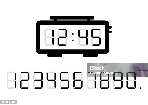 Alarm Clock And Calculator Digital Numbers Vector Illustration Stock Illustration - Download Image Now