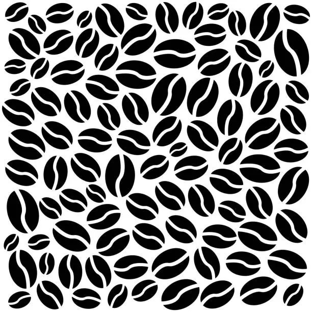 Vector illustration of Black coffee background with beans. Vector illustration