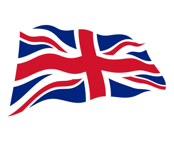 великобритания волнистый флаг на ветру - вектор - британский флаг stock illustrations