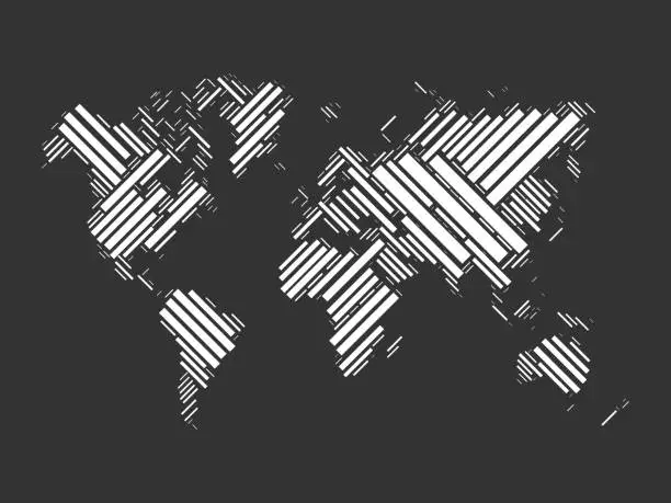 Vector illustration of World map of black blocks