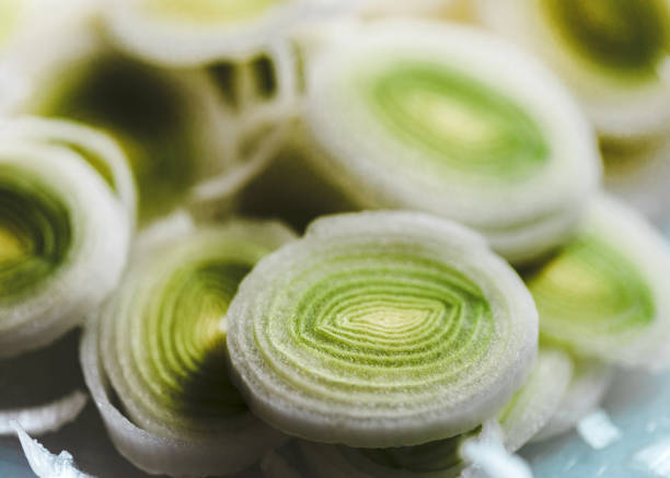 Macro photography of Leek onion ring.
