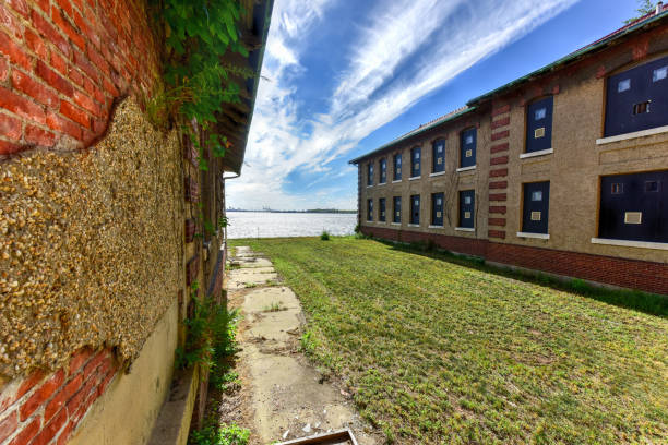 The abandoned Ellis Island Immigrant Hospital. It was the United States first public health hospital, opened in 1902 and operating as a hospital until 1930.