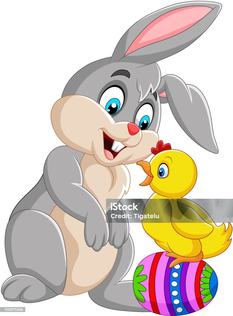 Ilustración de Conejo De Dibujos Animados Con Una Chica Bebé De Pie En  Huevo De Pascua y más Vectores Libres de Derechos de Conejo - Animal -  iStock