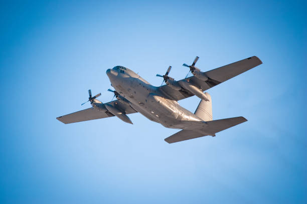 Military C-130 Cargo Plane stock photo