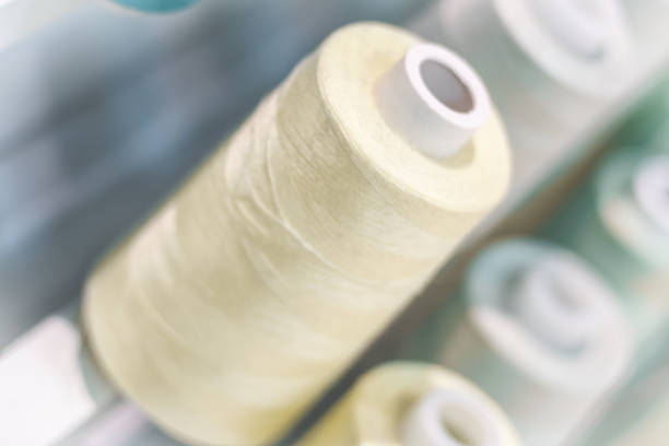 istock Background with a lot of yellow pastel  threads. stacked in a rows 1133716257