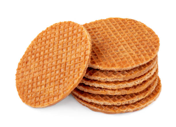 istock Stack of Caramel Waffles. Round  caramelized waffles (stroopwafel)  isolated on white background 1133716421