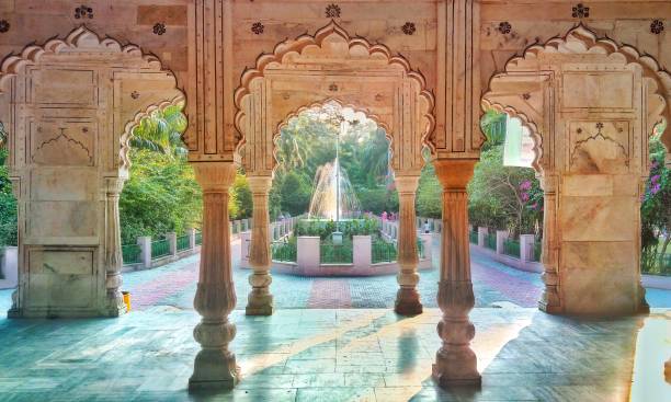 The beautiful Monument Amber Place Jaipur A perfect symmetrical monument with pleasant fountain backside nourishing the eyes amber fort stock pictures, royalty-free photos & images