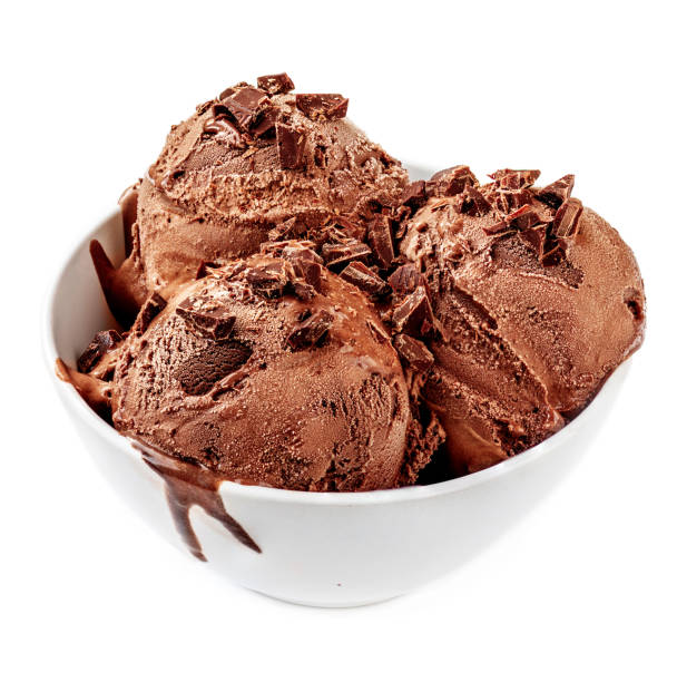 istock Chocolate  ice cream balls in a bowl  isolated on white background 1133721680