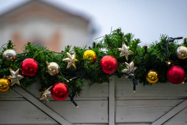 istock Christmas decorations and tree on a Dresden rooftop at Christmas. 1133725586
