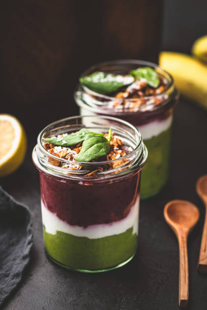 istock Vegan Acai berry layer smoothie in jar 1133727728