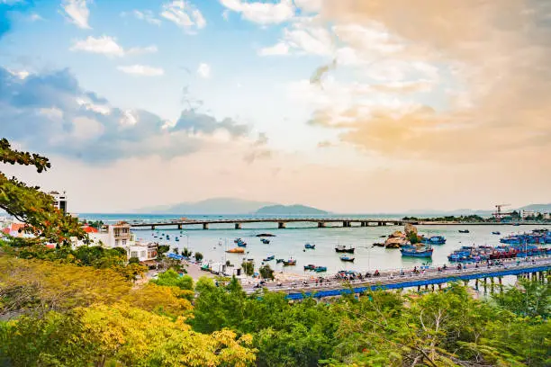 Vietnam. Nha Trang. Cham towers. View of the river Kai and the city