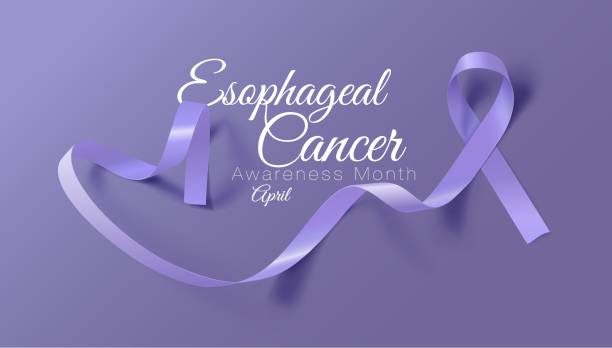 istock Esophageal Cancer Awareness Calligraphy Poster Design. Realistic Periwinkle Ribbon. April is Cancer Awareness Month. Vector 1133743643