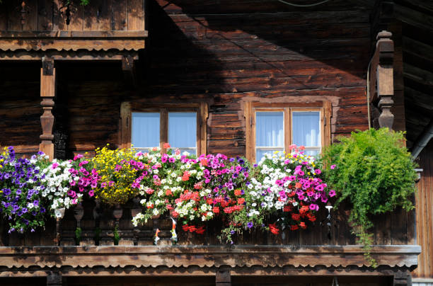 istock Balcony with flower decoration 1133744065