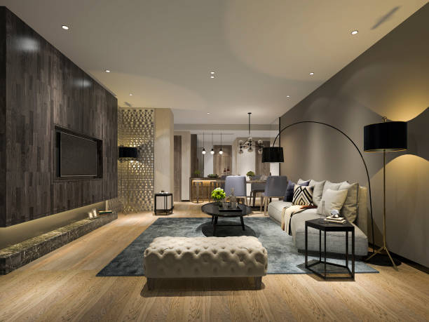 istock 3d rendering modern dining room and living room with luxury decor 1133745697