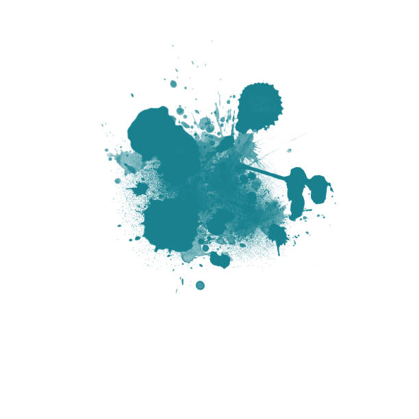 istock Art abstract light blue ink splatter splash drop random shape watercolor background isolated on white 1133746389