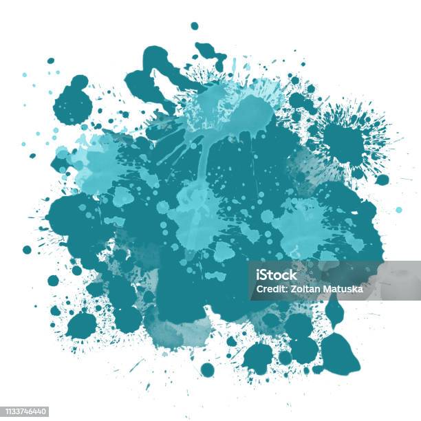 Blue Ink Splash Vector Art Abstract Light Blue Ink Splatter Splash Drop Random Shape ...