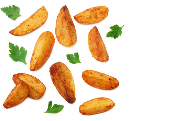 istock Fried potato wedges isolated on white background. Fast food. 1133748032