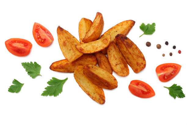 istock Fried potato wedges isolated on white background. Fast food. 1133748035
