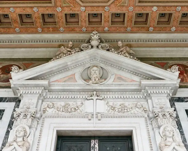 Rome, detail of the door of the Papal Basilica of St. Paul outside the walls