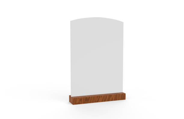 istock Wooden table talker mock up template on isolated white background, wooden chalkboard table talker are used for Menu Bar and restaurant, 3d illustration 1133750940