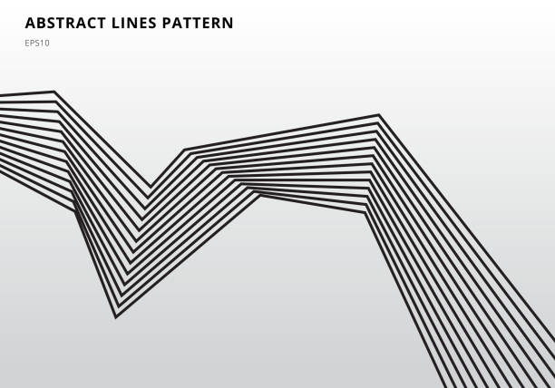 ilustraciones, imágenes clip art, dibujos animados e iconos de stock de abstracto líneas negras de rayas gráfico arte óptico sobre fondo blanco - gráfico por ordenador