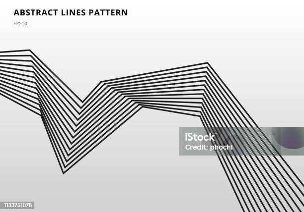 Abstract Black Stripe Lines Graphic Optical Art On White Background Stock Illustration - Download Image Now