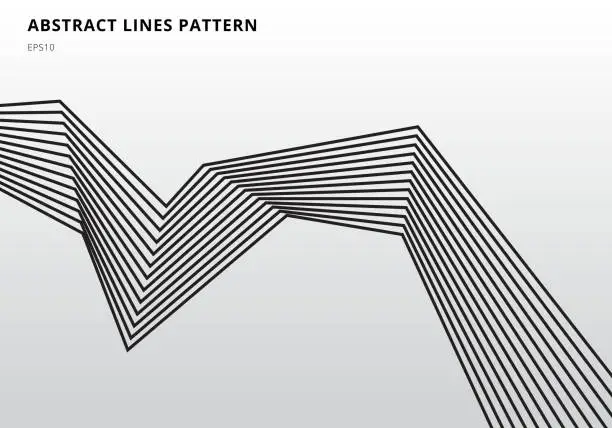 Vector illustration of Abstract black stripe lines graphic optical art on white background