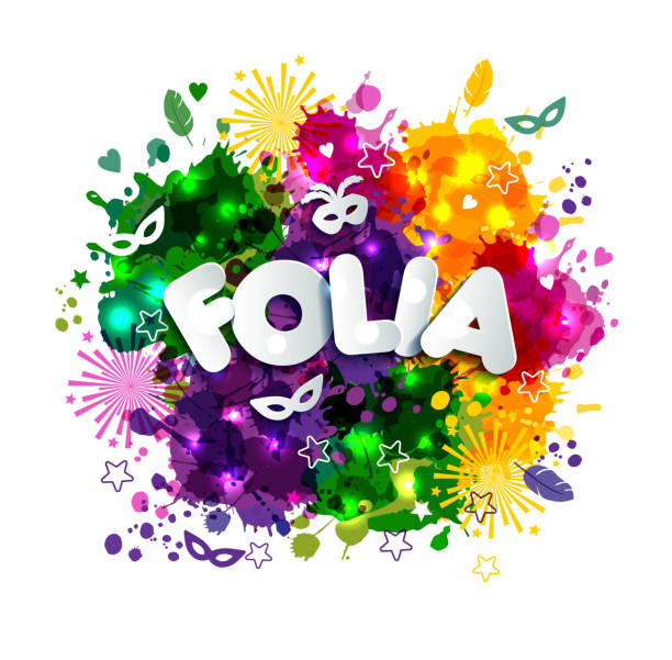 beliebtes ereignis in brasilien. festliche stimmung. carnaval überschrift mit bunten flöten aus portugiesisch spaß party übersetzt. reiseziel. - karneval stock-grafiken, -clipart, -cartoons und -symbole