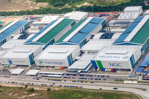 Sepang, Selangor, Malaysia, 2018-03-05:  Aerial view of Hartalega factory. Hartalega NGC growing global innovation and quality. Supplier of nitril glove from Malaysia.