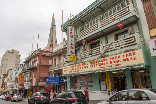 San Francisco, CA, USA May 14, 2018: Historical china town is at grant street of san francisco california usa america