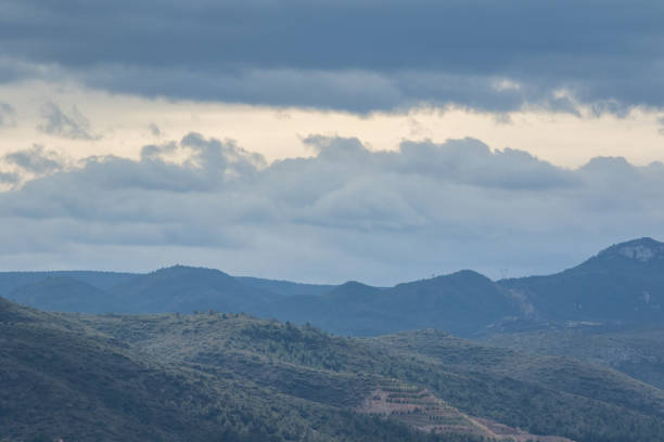 Panoramic view of mountains in Spain. Cloudy day