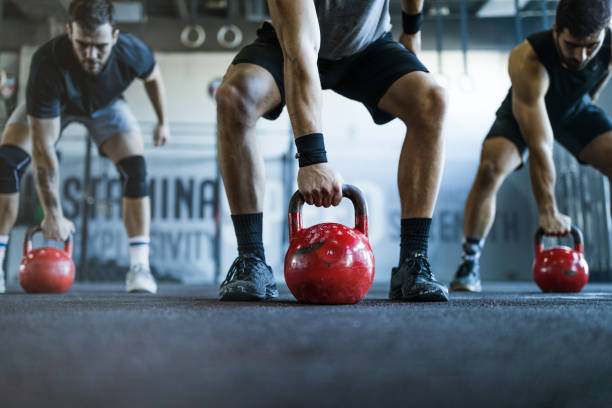 istock gym with kettle bells in a gym! 1133759968