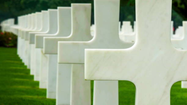 istock The cross aligned straight on the cemetery 1133760410