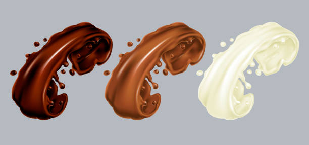 realistyczny zestaw czekolady splash - white chocolate stock illustrations