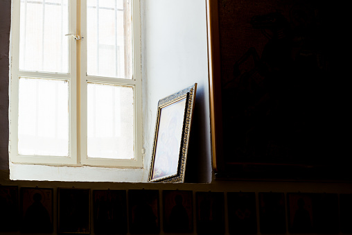 Frame Beside Window Photo Frame Beside Window Stock Photo - Download Image Now - Black ...