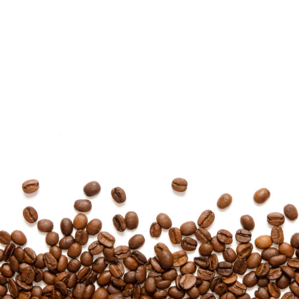 istock Roasted Coffee Beans background texture isolated on white background with copy space for text - Image 1133762623