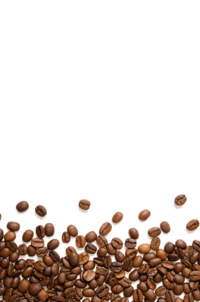 istock Roasted Coffee Beans background texture isolated on white background with copy space for text - Image 1133762625