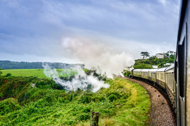 By steam train from Paignton to Dartmouth, United Kingdom stock photo