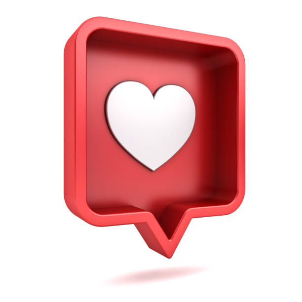 istock 3d perspective social media notification love like heart icon in red rounded square pin isolated on white background with shadow 3D rendering 1133766028