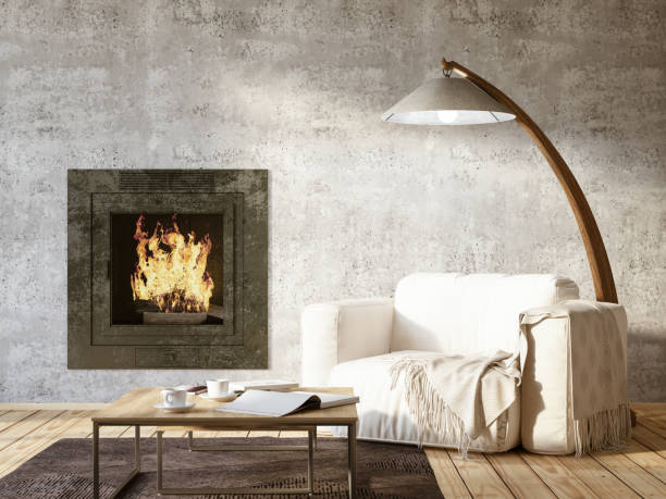 istock Interior with Armchair and Fireplace 1133766438