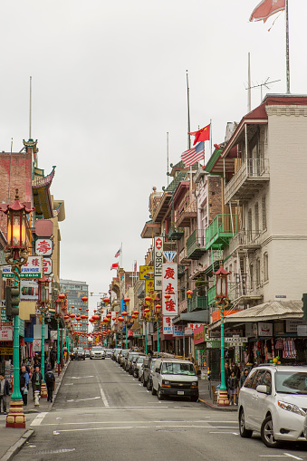 San Francisco, CA, USA May 14, 2018: Historical china town is at grant street of san francisco california usa america