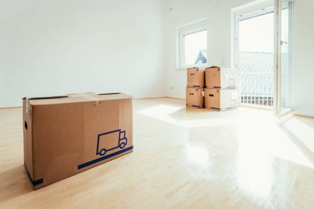 istock Moving home: Cardboards in a clean and bright room. 1133769057