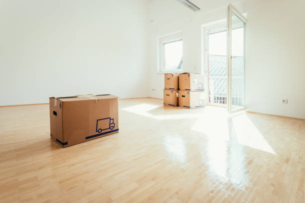 istock Moving home: Cardboards in a clean and bright room. 1133769065