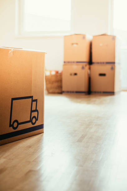 istock Moving home: Cardboards in a clean and bright room. 1133769150